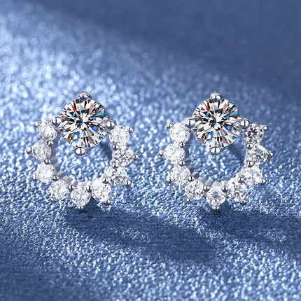 High-quality 925 Sterling Silver Crystal Fashion Circle Hoop Earrings for Woman Wedding Party Gift Street Versatile Jewelry