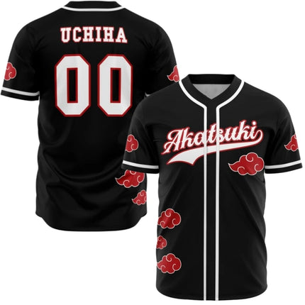 2026 New Naruto Akatsuki Uchiha Themed Baseball Shirt, 3D Printed Anime Peripheral Casual Sports Short-Sleeve T-Shirt, Unisex