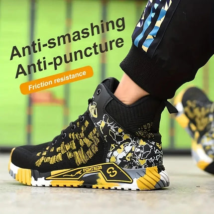 High Top Safety Shoes Men Anti Smashing Anti Puncture Work Shoes Men Work Safety Boots Men's Fashion Security Protective Boots