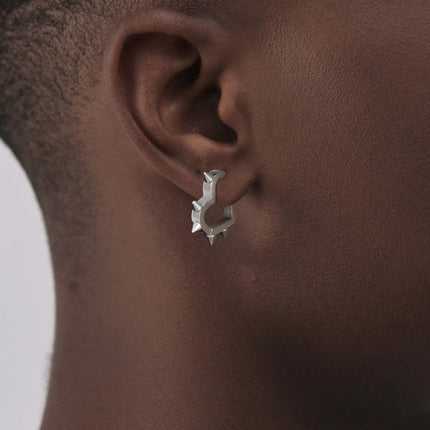 Creative Gothic Punk Rivet Heart Hoop Earrings, Stainless Steel Geometric Piercing Earrings, Unique Cool Jewelry for Party