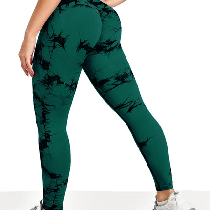 Women's Tie Dye Seamless High-Waisted Yoga Pants Tummy Control Belly Band Pants Comfortable Stretchy Leggings for Women
