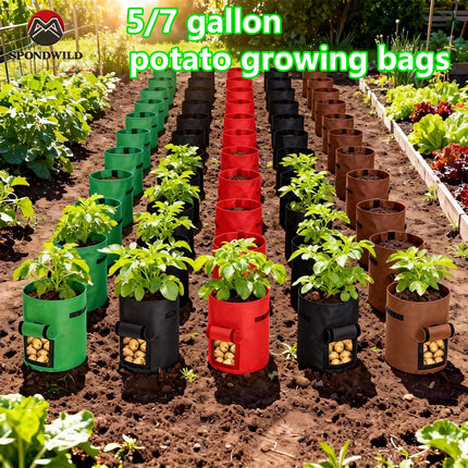 1PC 5/7 Gallon Large Diameter Potato Grow Bag, Non-Woven Fabric Planting Bag for Vegetables, Seedlings & Root Crops