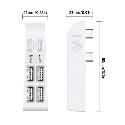 External USB Expansion Hub Splitter with 4 USB + 2 Type C Port USB Splitter Expander Hub Adapter Splitter Expander for PS5 Slim