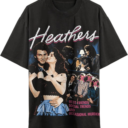 Heathers 80s Teen Movie T Shirt Retro Best Friends Social Trends Graphic Print Cotton Oversized Short Sleeve Tee for Fans