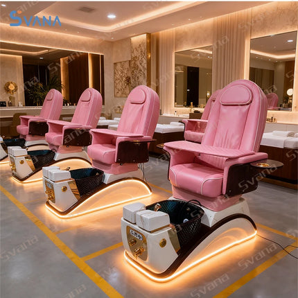 custom.High End Pink Pipeless Pedicure Spa Chair Foot Care Chair Beauty Salon