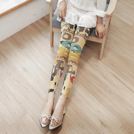 Summer Thin Mesh Fashion Printing Women Leggings Cool Breathable Stretch Lolita Hottie Sexy Slimming Gauze Cropped Pants