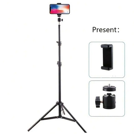 1pc 63-inch With Foldable Tripod & Phone Holder Clip 160.02 Cm Multifunctional Tripod, Tripod For Phone And Camera