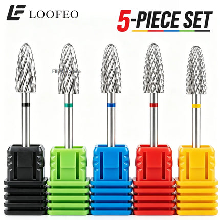 5pcs Stainless Steel Nail Drill Bit for Gel Removal Cuticle Burr Bits Milling Cutter For Manicure Pedicure Nail E-File Bit Set