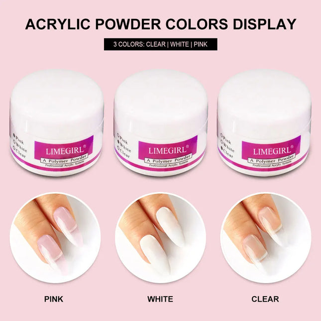 Polvo Acrílico para Uñas y Monómero Líquido Decoración de Uñas Kit de Manicura Purpurina de Uñas de Cristal Puntas de Uñas 3D Herramientas de Esculpido