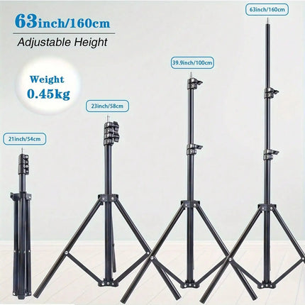 1pc 63-inch With Foldable Tripod & Phone Holder Clip 160.02 Cm Multifunctional Tripod, Tripod For Phone And Camera