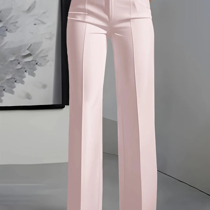 Women High Waisted Wide Leg Office Trousers, Solid Black Pleated Elegant Crease Dress Pants, Professional Full Length Trousers