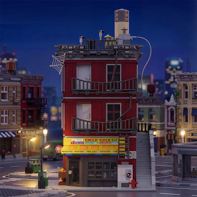 Spider Deli Apartment Building Blocks With 11 Figures Films Hero Classic City Modular Assembly Model Kit Creative Gift 3559PCS