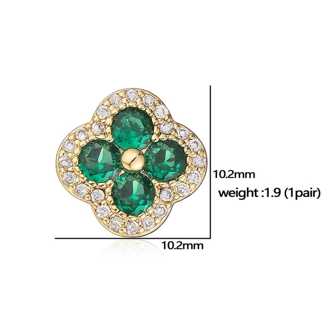 HECHENG, 18K Golden-plated Inlaid CZ Stone Flower Shape Sweet Romantic Metal Ladies Jewellery Earrings - product image 2