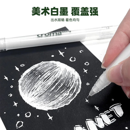 Croma 0.6mm /1 mm Highlight White Gel Pen 1/3Pcs fine tip white Fluorescent marker animation sketch Drawing Art Writing Supplies