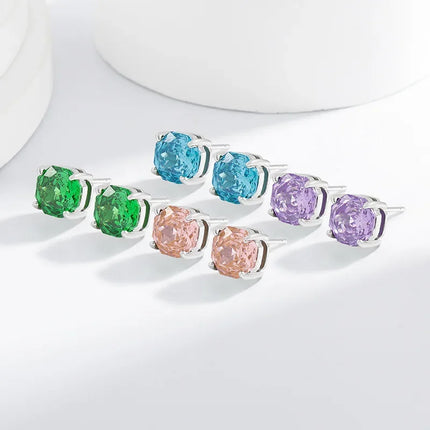 925 Sterling Silver Stylish Octagon Crystal Zircon Millennium Rose Cut Earrings Birthday Anniversary Wedding Party Gift