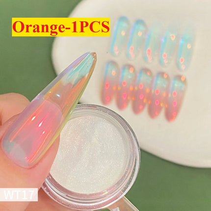 New Nail Mirror Bright Plating Aurora Chrome Powder for Nails Moonlight Pearl White Rubbing Powder Manicure Chrome Flash Dust
