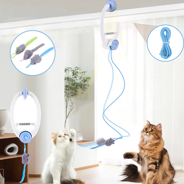 Door Hanging Auto-Rebound Cat Toy Retractable Kitten Teaser with 3 Catnip Mice Interactive Pet Play Toy - product image 2