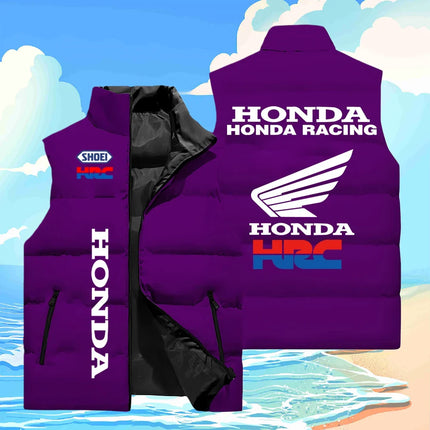 Honda Sleeveless Jacket, 3D Printed Honda Logo Men's Racing Cotton Jacket, Outdoor Motorcycle Riding Sports Vest