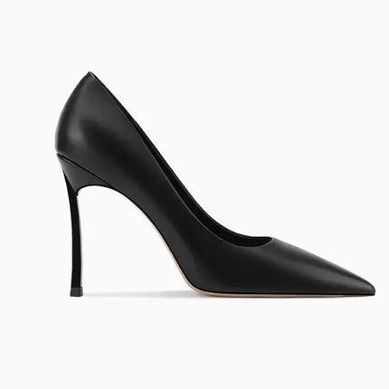 Rose Matte Leather High Heels Stilettos Metallic Heels Women Sexy Pointy Toe 10CM Blade Heels Pumps Slip On Party Ball Shoes