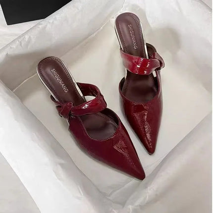 Absolutely Beautiful Slip-on Pointed Toe Sandals for Women, Outdoor Half-slippers, 2026 Summer French-style High-heeled Sandals