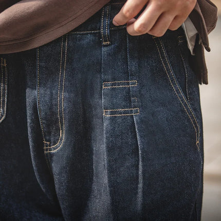 Maden Retro Denim Wash Baggy Men's Jeans Wide Leg Tapered Pants Fashion Casual Streetwear Jean Straight Elastic Men Trousers