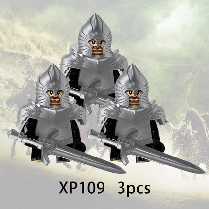 3pcs Lord Rings Elves Orcs Army Dwarf Rohan Mini Action Toy Figures Building Blocks Assembly Toys for Kids Birthday Gift