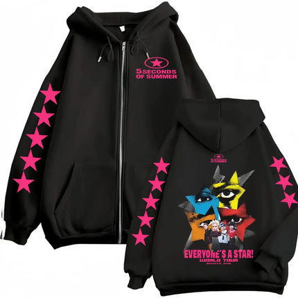 2026 5 Seconds of Summer Everyone's A Star World Tour Zip Up Hoodies Men Women Harajuku Hip Hop Gothic Jacket Sweatshirt Hoodie