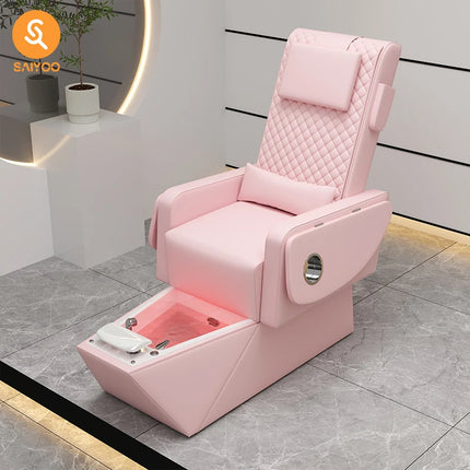 Comfort Soft Pink Pedicure Chair with Seat Cover Ideal for Nail Salon