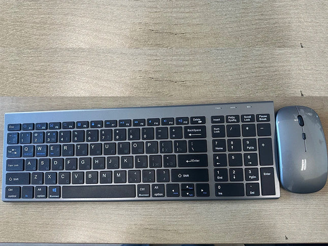 Gray Bluetooth 5.0 & 2.4G Wireless Keyboard Mouse Combo Rechargeable Full Size Wireless Keyboard For Notebook - product image