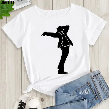 Michael Jackson Graphic Printed Tshirt Harajuku Rock Fashion Casual Short Sleeve Crew Neck Plus Size T Shirt Women