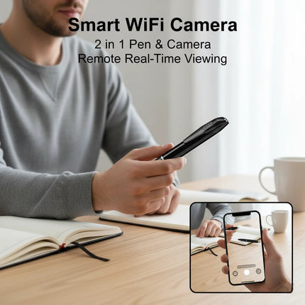 1080P HD Mini Pen Camera 300mAh Rechargeable Portable Video Recorder Wireless WiFi Connection Smart Motion Detection Real Time Remote View Multifunctional Recorder Cam for Home Office Meeting Study Daily Recording