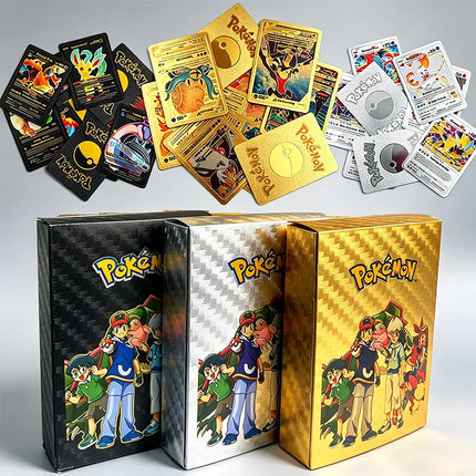 55pc English card Charizard Gold Foil Cards Golden Letters English Spanish Game Card Metalicas Vmax Gx Series Gift