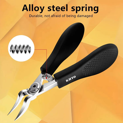KHTO Professional Heavy-Duty Steel Toenail Clipper with Serrated Blade Thick & Ingrown Nails, Durable Trimmer for - product i