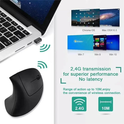 Wireless Bluetooth Vertical Mouse 800 1200 1600 DPI 6 Button Personalised Side Grip Ergonomic 2.4G Mute Gaming PC - product i