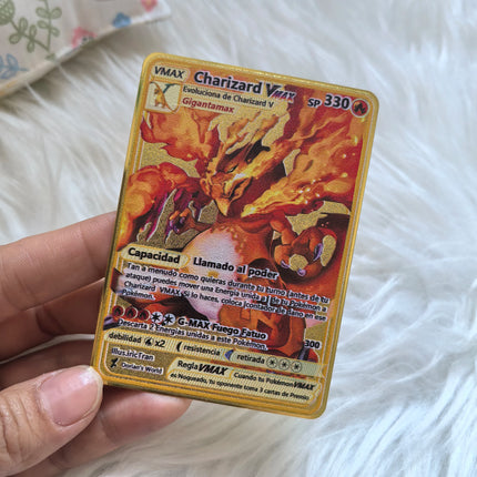 999999 Points HP Pokemon Metal Card Charizard Golden Metal Super Cards English Card Mewtwo Vmax Mega Anime Game Collection Gifts