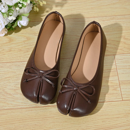 Soft Split Toe Tabi Ballet Flats Women Bowknot Leather Round Toe Ballerina Shoes Low Heel Slip On Loafers Casual Moccasins 2026