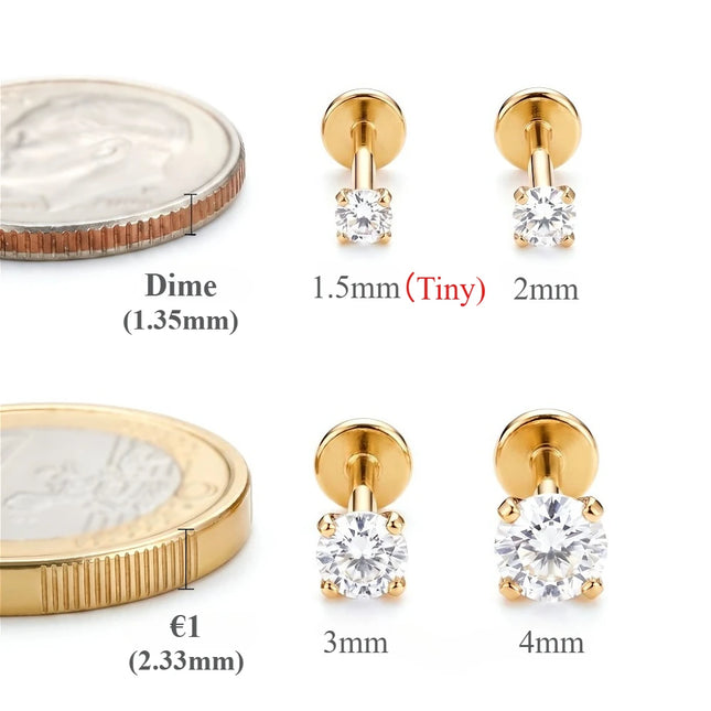 2/8PCS Stainless Steel Eearring Nose Stud Cartilage Piercing Jewelry Helix Tragus Lip Flat Back Tiny - product image 2