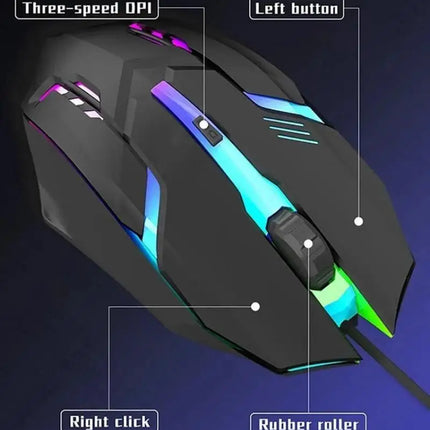 PC ITLY M01 Sports LED Luminous Backlit USB Wired Gaming Mouse for Desktop PC Laptop Office Computer Gaming Mouse - product i