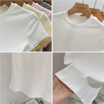 Zjaiss 2026 O-Neck Fashion T-Shirt Summer Sexy Basic Top Solid Short Sleeve Womens Tshirt Casual Korean Tee Streetwear
