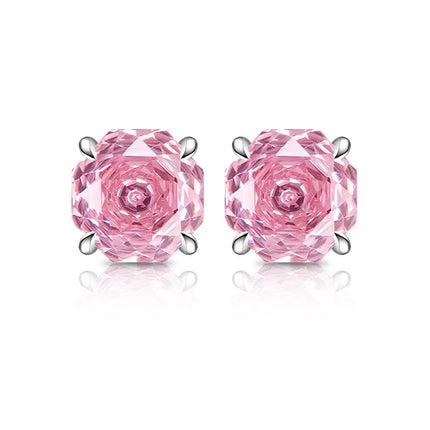 925 Sterling Silver Stylish Octagon Crystal Zircon Millennium Rose Cut Earrings Birthday Anniversary Wedding Party Gift