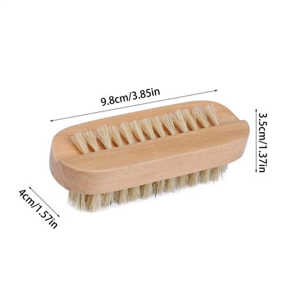 Nail Brush Wooden Reusable Boar Bristles Manicure Double-Sided Nail Cleaning Brush for Women Men Adults Elderly Teens Home