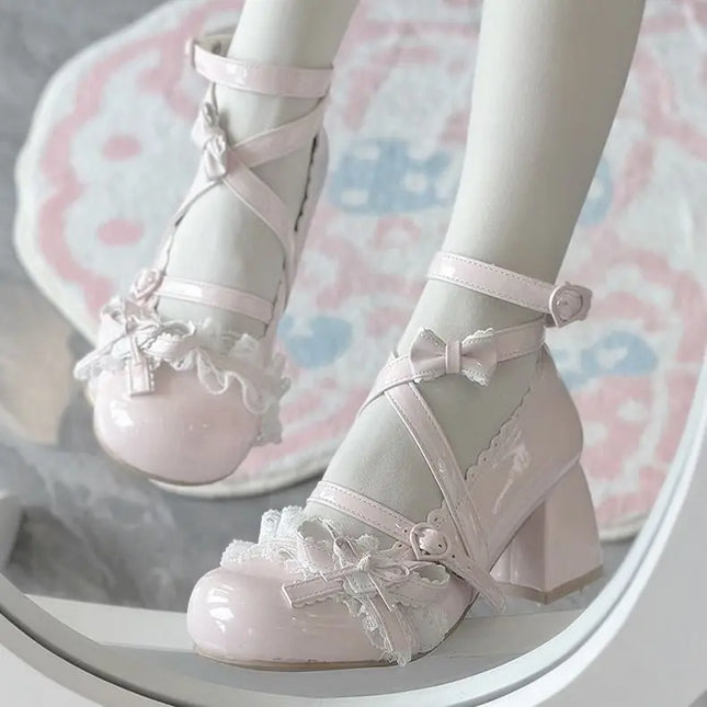 2026 New Butterfly-knot Lolita Women Mary Jane Shoes Elegant Round Toe Thick Heel Shoes Ladies Fashion Dress Pumps