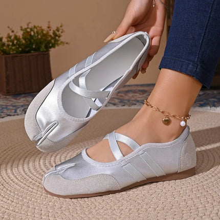 Fashion Soft Leather Split Toe Women Tabi Ballet Flats Spring Autumn Comfortable Walking Lazy Loafers Casual Girls Dance Shoes