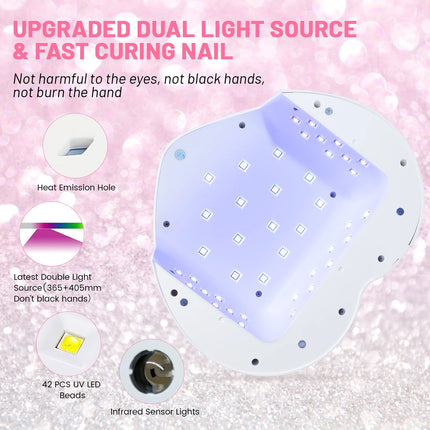 2 in 1 Rechargeable Diamond UV LED Nail Dryer Lamp With Handheld Mini UV Light, Professional Cordless Lamp for Home and Salon