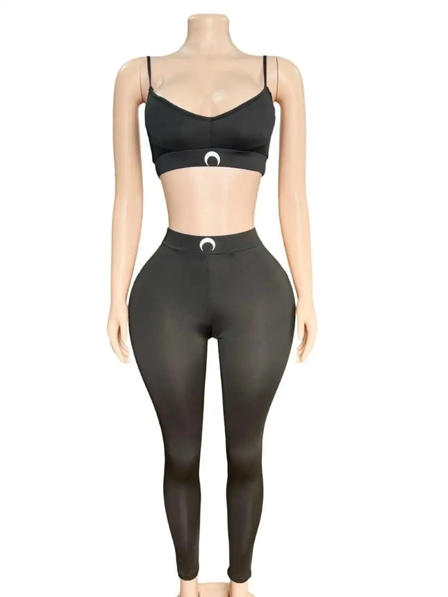 Europäische und amerikanische Ins Sexy Zweiteiler Damen Schwarz High Street Fashion Sommer Top und Hose Set