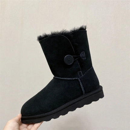 Women Natural Sheepskin Ultra Mini Snow Boots New Design Classic Sheep Fur Wool Lace up Ankle Boot Leather Winter Warm Men Shoes