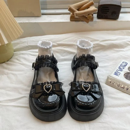 New Fashion Buckle Women's Pumps Spring Autumn Mary Jane Solid Butterfly Knot Platform Casual Round Toe Ladies Shoes