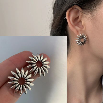 VENTFILLE 925 Sterling Silver Black Agate Rotund Earrings For Women Girl Originality Design Korean Jewelry Party Gifts Dropship