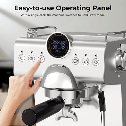 Espresso Machine with Milk Frother,20 Bar Semi-Automatic Expresso Coffee Machine for Home,50oz Removable Tank,Hot & Cold Brew,Si