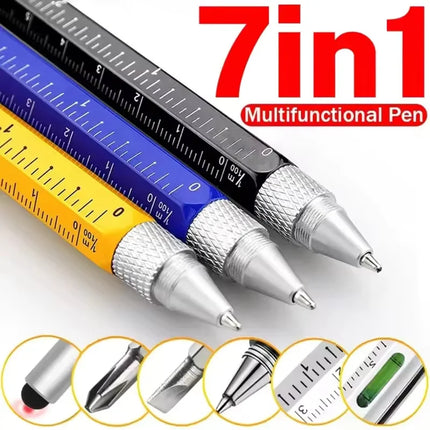 7 In 1 Multifunctional Pen Touch Screen Stylus Capacitive Pen With Screwdriver Ruler Levelgauge Refillable - product image fr